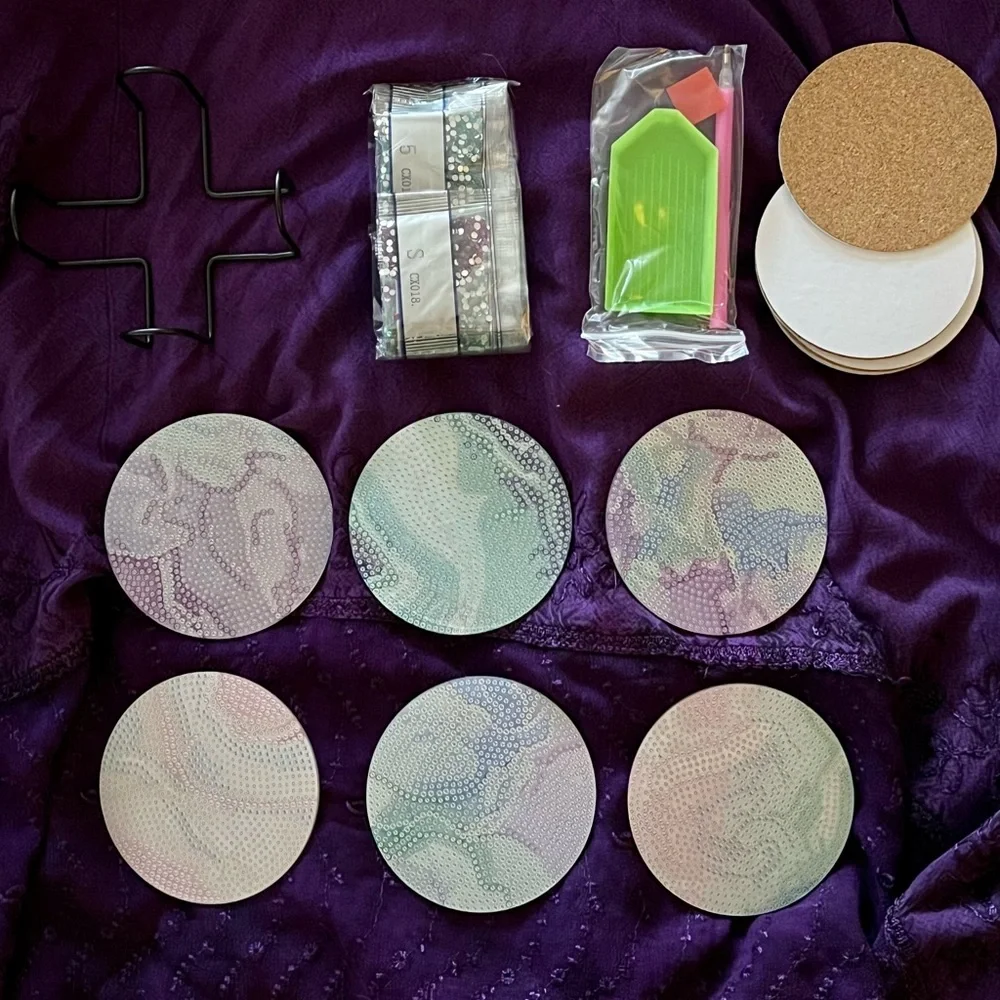 Marbled Round DIY Diamond Art Coasters Set of 6